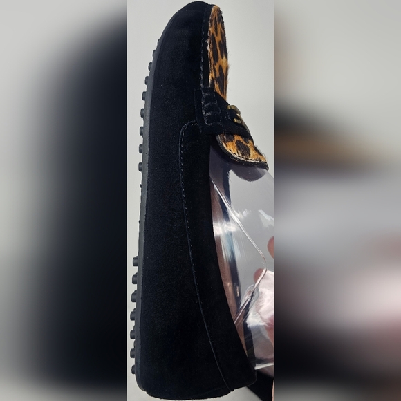 Ralph Lauren Berdine Black Suede Fur Leopard Driving Loafer Size 6.5B - Picture 4 of 13